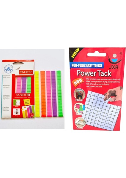 2'li Hamur Yapıştırıcı-Tanex Fix Renkli Hamur Yapıştırıcı & Power Tack Beyaz Hamur Yapıştırıcı 50GR