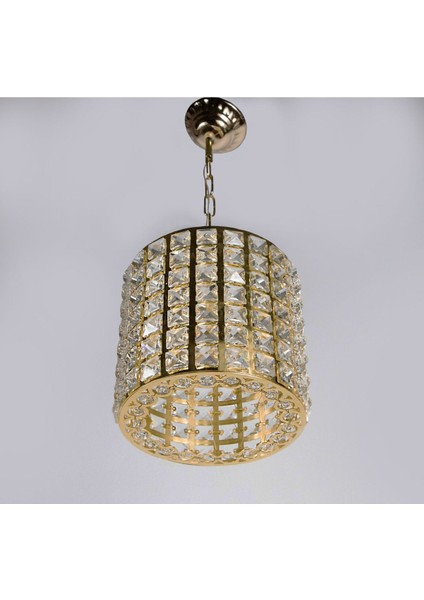 Şık Kristal Avize Tekli, 33x70 cm, Sari, Modern Tasarım