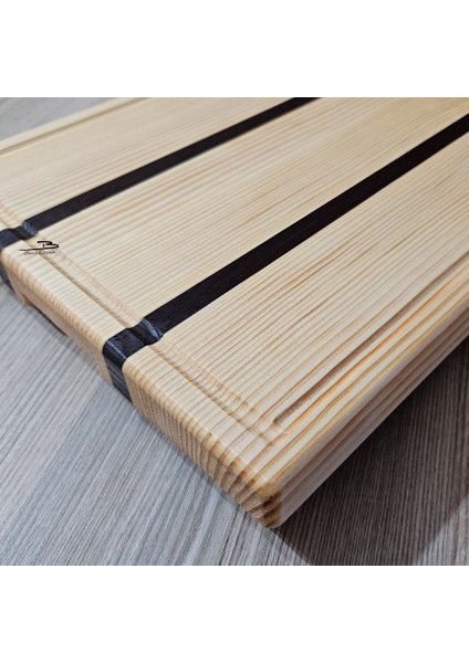 Basicdual Iki Renk Doğal Ahşap Kesme Tahtası Sunum Et Kesme Çam-Abanoz Ağacı(Orta) El Yapımı modelleri