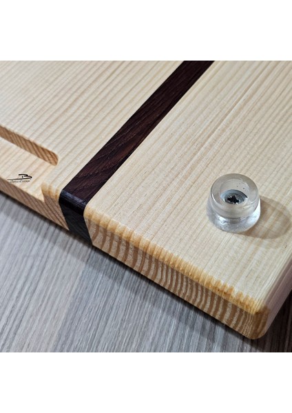 Basicdual Iki Renk Doğal Ahşap Kesme Tahtası Sunum Et Kesme Çam-Abanoz Ağacı(Orta) El Yapımı indirimleri