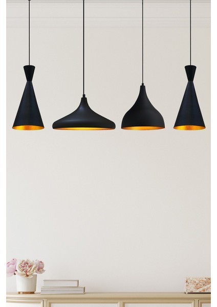 Siyah Dörtlü Modern Salto Avize, Metal Tasarım, 14x30, İç Mekan Aydınlatması fiyatları