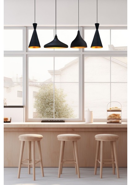 Siyah Dörtlü Modern Salto Avize, Metal Tasarım, 14x30, İç Mekan Aydınlatması indirimleri