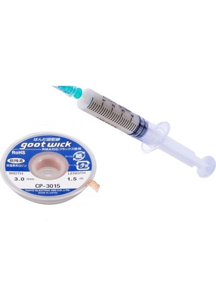 Flux Lehim Toplama Goot Wick CP-3015 Lehim Sökme Teli 3 mm 1,5 Metre Vjnejhe
