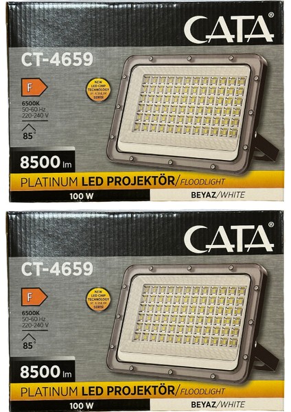 CT-4659 100W 6500K (Beyaz Işık) LED Projektör (2 Adet)