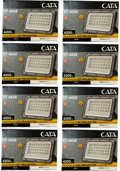 CT-4658 50W 6500K (Beyaz Işık) LED Projektör (8 Adet)