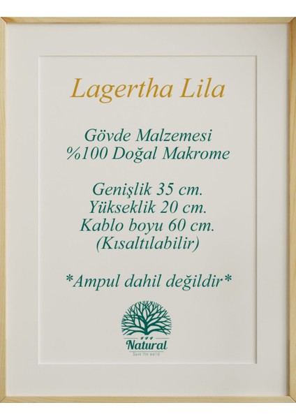 Tekno Trust Lagertha Lila Avize, Salon Avizesi, Çocuk Odası Avizesi, Makrome Avize, Püsküllü Avize