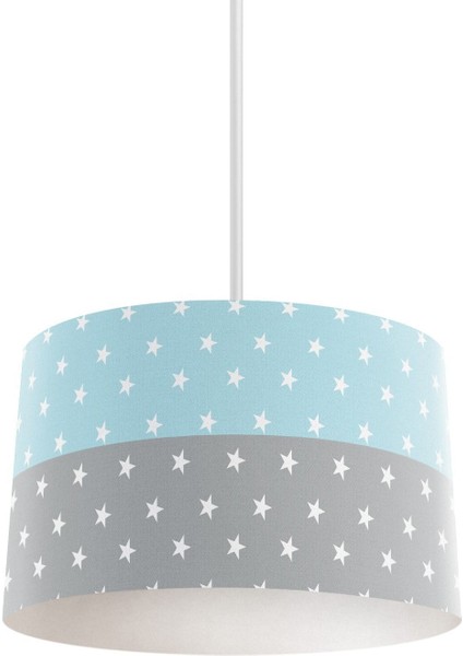 Gri mavi yıldız desenli çocuk ve bebek odası avize, 35x50 cm, şık ve renkli tasarım