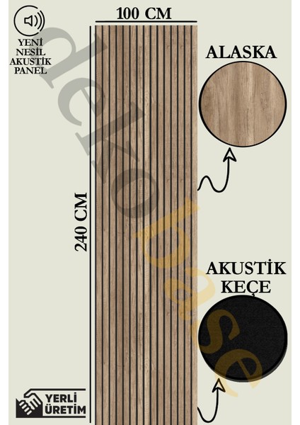 100X240 cm Koyu Meşe Renk Akustik Ahşap Duvar Paneli