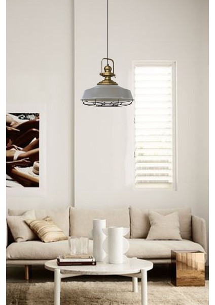 Gri Modern Tellili Eskitme Avize, Metal, 1 Ampüllü, Salon ve Mutfak Dekorasyonu fiyatları