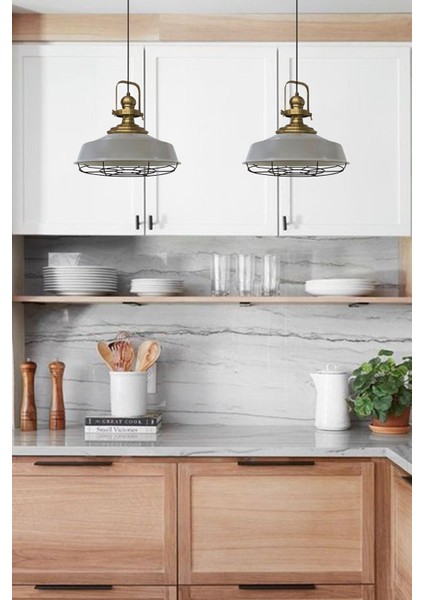 Gri Modern Tellili Eskitme Avize, Metal, 1 Ampüllü, Salon ve Mutfak Dekorasyonu modelleri