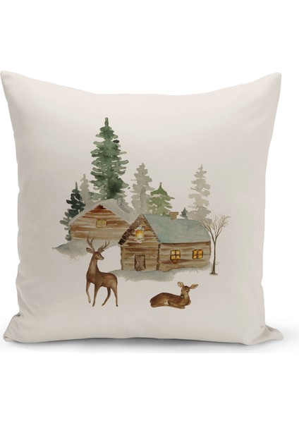 Yılbaşı Serisi Çift Tarafı Dijital Baskılı Kırlent Kılıfı (Christmas Noel Cushion Cover)