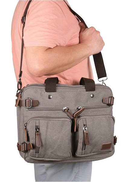 Orjinal Kanvas Kumaş Okul Sırt ve Evrak Çantası Gri fiyatları