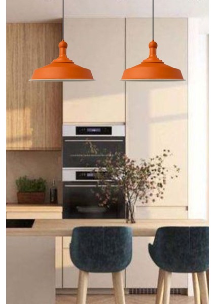 Tekno Trust Turuncu Asaletli Turuncu Long Knob Başlık Retro Sarkıt Lamba Restoran Salon Aydınlatma fiyatları