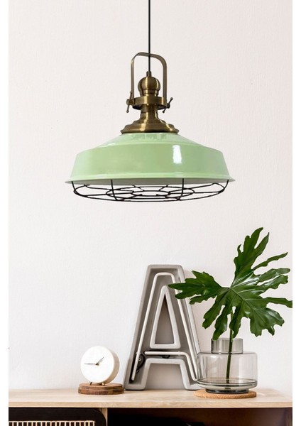 Tekno Trust Mint Yeşili Asaletli Telli Eskitme Başlık Avize Sarkıt Lamba Salon Mutfak Pastane Cafe