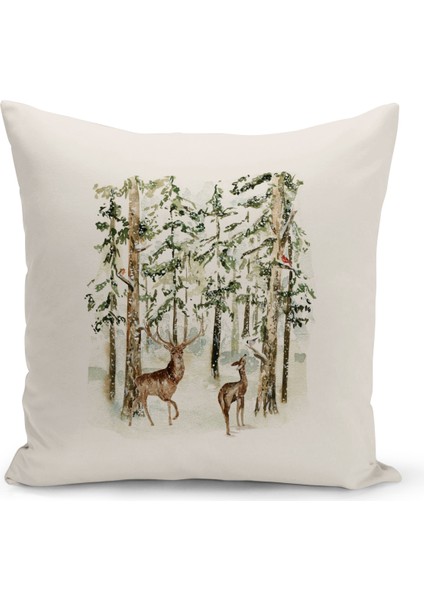 Yılbaşı Serisi Çift Tarafı Dijital Baskılı Kırlent Kılıfı (Christmas Noel Cushion Cover)