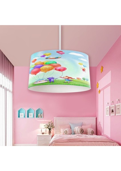 Renkli Balonlu Çocuk Odası Sarkıt Avize, Plastik, 30x60 Boyut, 1 Ampüllü