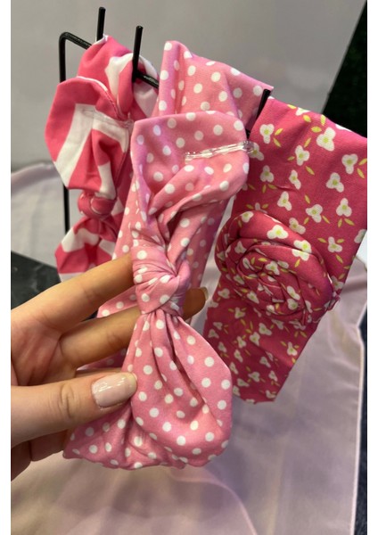 3'lü Pembe Renk Çocuk Saç Bandı Set
