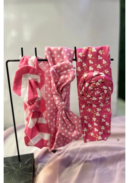 3'lü Pembe Renk Çocuk Saç Bandı Set