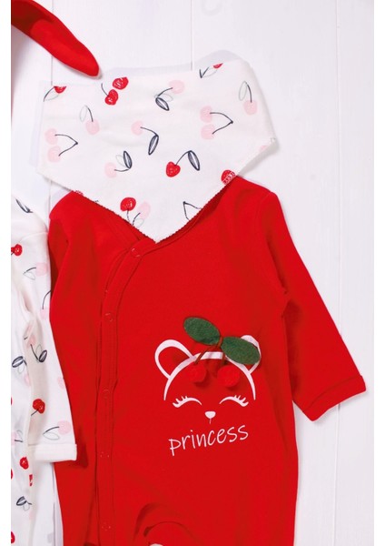 Kiraz Aksesuarlı Kız Bebek 4'lü Tulum Seti fırsatları