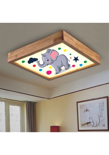 Ahşap Tavan Led Avize 60x60cm, Beyaz, 6500K, Kids Fil, 1 Başlık modelleri
