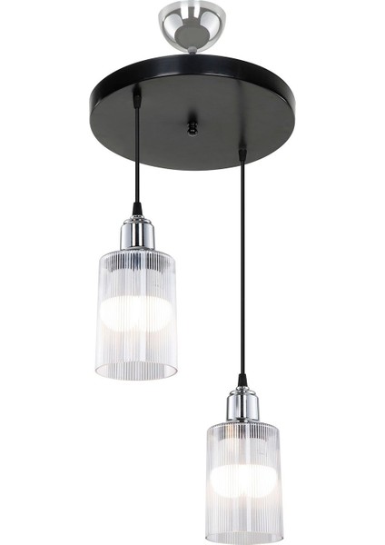 Şık 2'li LED avize, siyah/krom, modern ev ve ofis dekoru için ideal