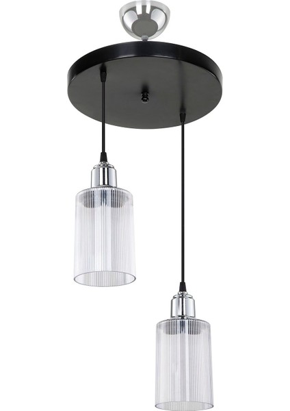 Şık 2'li LED avize, siyah/krom, modern ev ve ofis dekoru için ideal modelleri