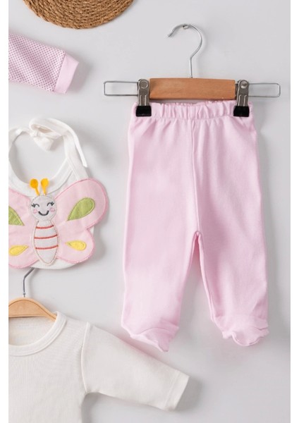 Kelebek Nakışlı Puanlı Tulumlu Pamuk Kız Bebek 5'li Set modelleri