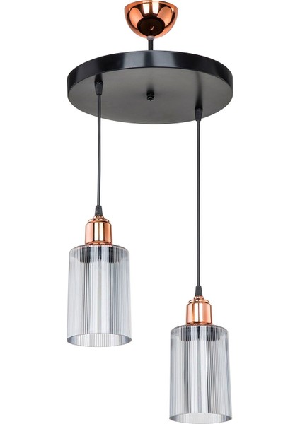 İki Parçalı Siyah/Bakır Ledli Salona ve Odaya Uygun Modern Aydınlatma Seti fiyatları