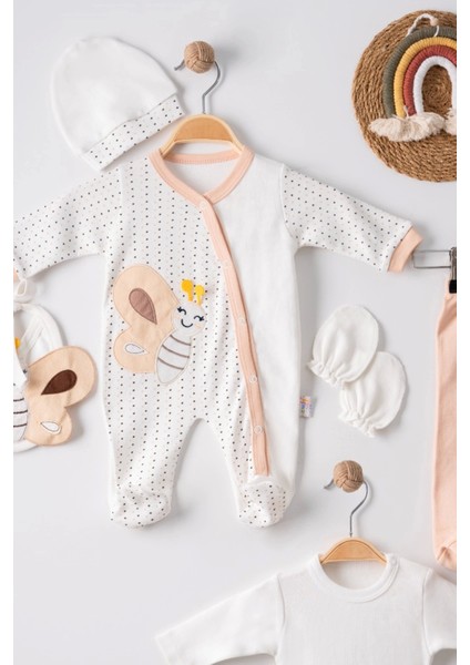 Kelebek Nakışlı Tulumlu Pamuk Erkek Bebek 5'li Set modelleri