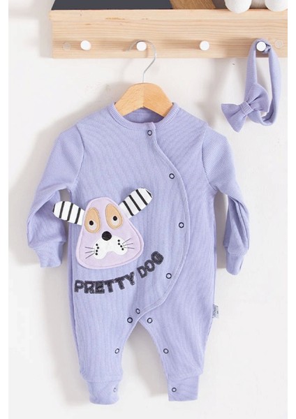 Pretty Dog Nakışlı Bandanalı % 100 Pamuk Kız Bebek Tulumu