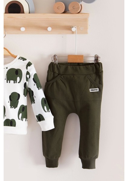 Fil Desenli 2'li Pamuk Erkek Bebek Takımı modelleri