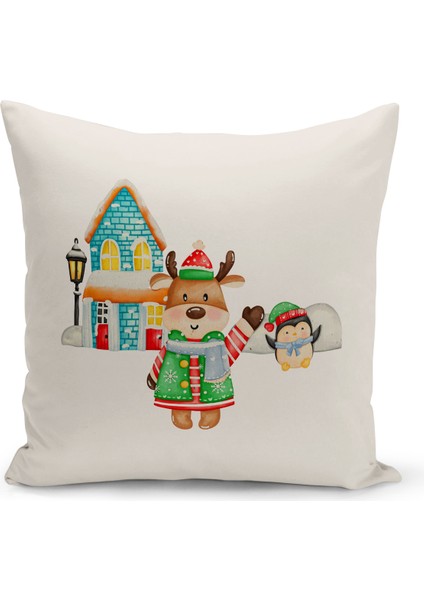 Yılbaşı Serisi Çift Tarafı Dijital Baskılı Kırlent Kılıfı (Christmas Noel Cushion Cover)