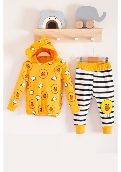 Civciv Desenli 2'li Pamuk Erkek Bebek Takımı