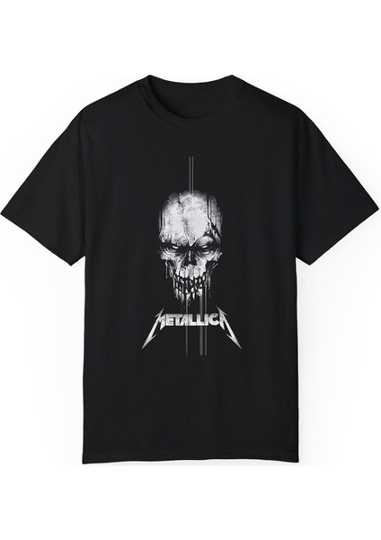 Metalica Baskılı Siyah Unisex Tişört