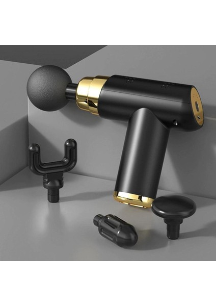 Şarjlı 4 Başlıklı Darbeli Titreşimli Masaj Tabancası, 6 Kademe, Siyah, TR Menşei indirimleri