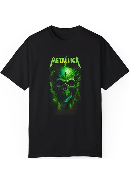 Metalica Baskılı Siyah Unisex Tişört