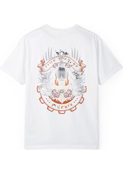 Erkek Motorcu Kurukafa Baskılı Siyah Oversize T-Shirt fiyatları
