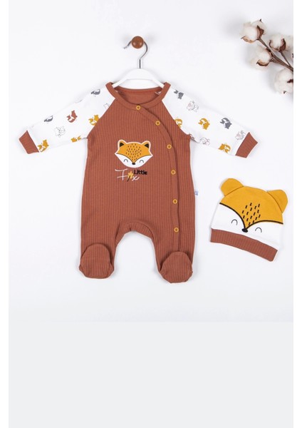 Little Fox Desenli % 100 Pamuk Erkek Bebek Tulumu