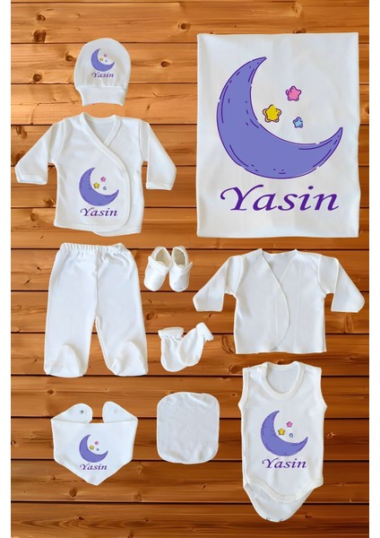 Isim Baskılı Pamuk Baskılı 10’lu Organik Erkek Bebek Hastane Çıkışı