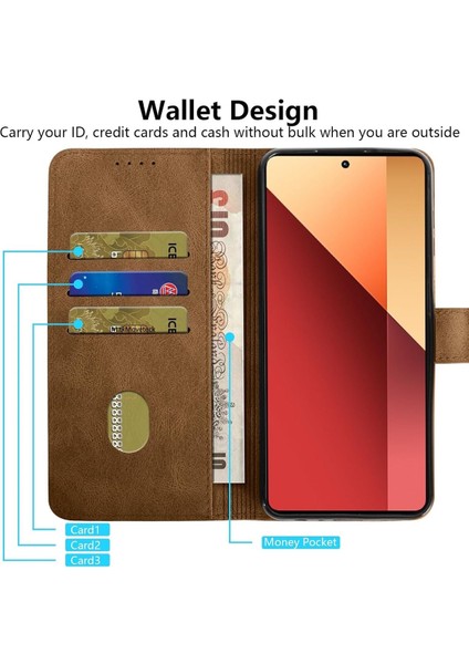 Xiaomi Redmi 13 Kılıf 360 Tam Kaplar Deri Dokulu Kapaklı Cüzdanlı Standlı Kartvizitli Kartlık Kapak