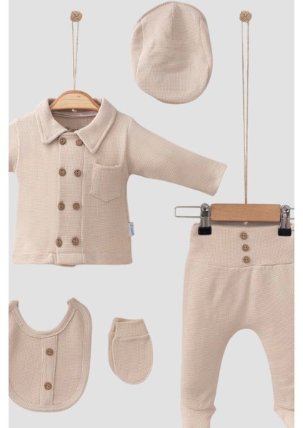 Cepli Waffle Pamuk 5'li Erkek Bebek Hastane Çıkış Seti modelleri