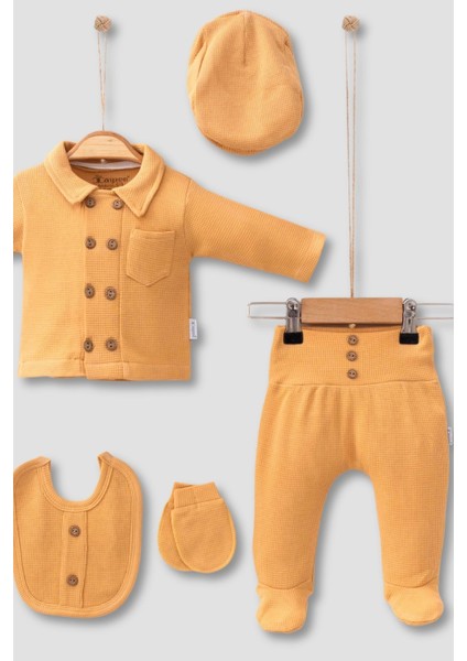 Cepli Waffle Pamuk 5'li Erkek Bebek Hastane Çıkış Seti modelleri