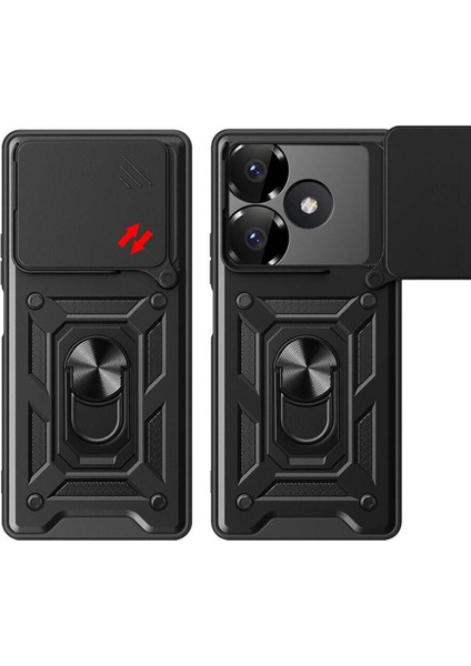 Xiaomi Redmi 13 4g Kılıf Kamera Korumalı Sürgülü Yüzüklü Armor Military Tank Kızaklı Manyetik Kapak