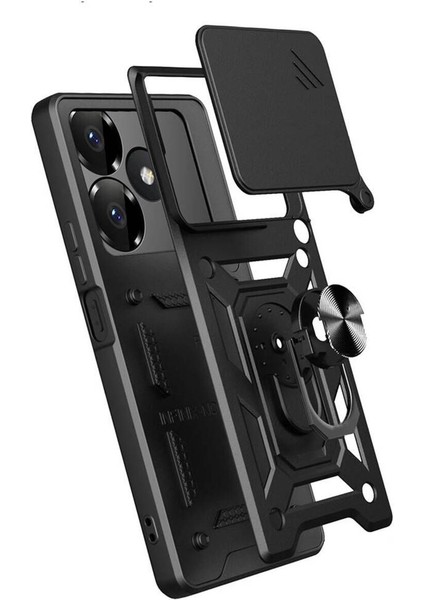 Xiaomi Redmi 13 4g Kılıf Kamera Korumalı Sürgülü Yüzüklü Armor Military Tank Kızaklı Manyetik Kapak