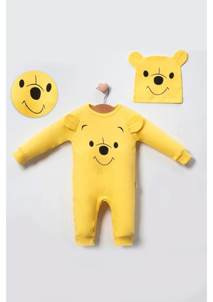 The Bear Desenli % 100 Pamuk Şapkalı Tulum