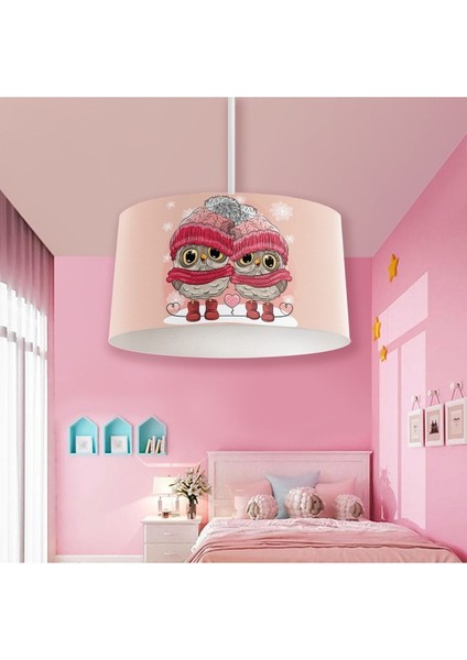 Sevimli Baykuş Tasarımlı Çocuk Odası Sarkıt Avize, 30x60 cm