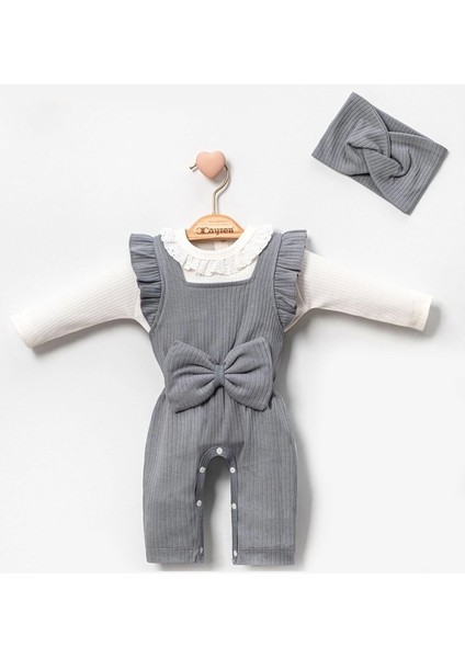 Dantel Yaka Detaylı Fiyonklu 2'li Kız Bebek Salopet Tulum fiyatları