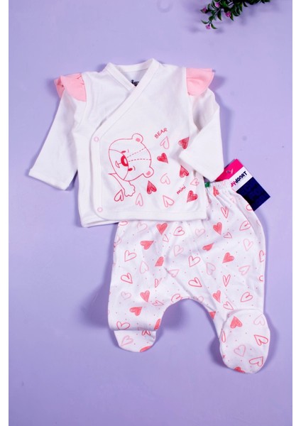 Kalp Desenli 5'li Kız Bebek Hastane Çıkış Seti modelleri