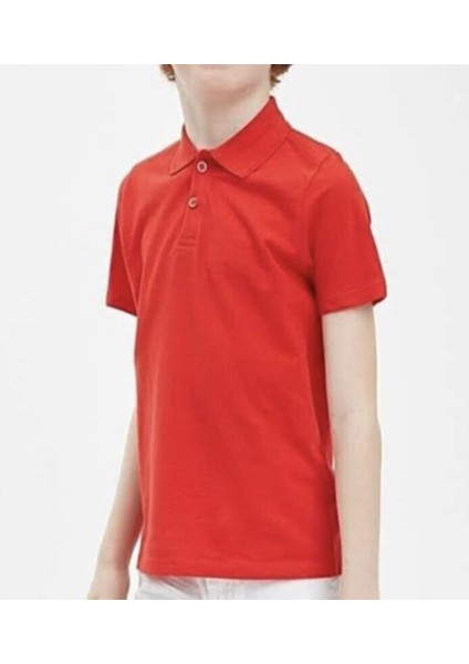 Kırmızı Kısa Kol Lacos Unısex Okul Kıyafeti/üniforma