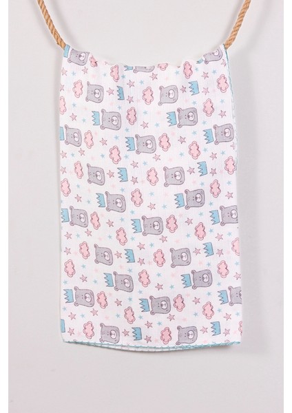 Mavi Bear Desenli 80*80 Müslin Bebek Battaniyesi